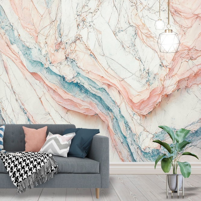 Papel de Parede Adesivo Mármore Rainbow Luxury  Decoração Casa Painel Completo
