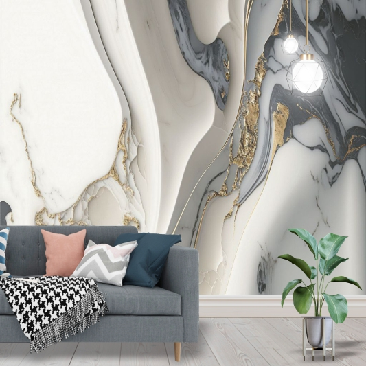 Papel de Parede Adesivo Mármore Luxury Azul Painel  - Decoração Casa