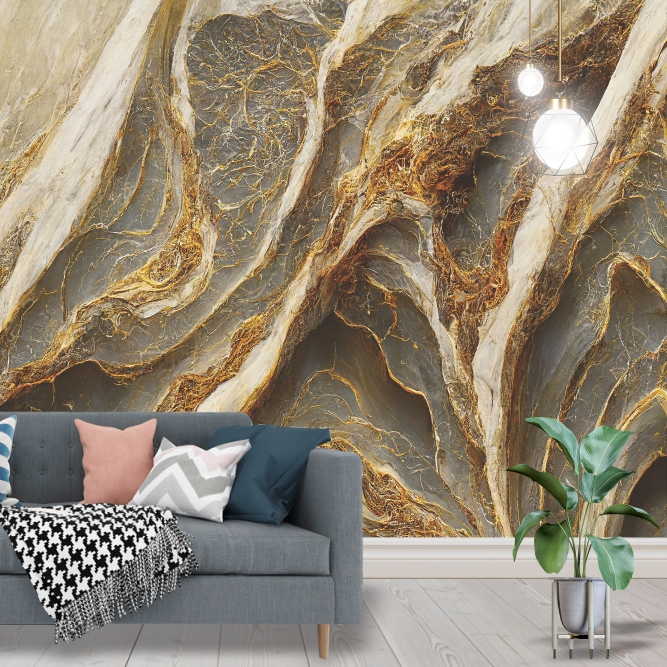 Papel de Parede Adesivo Mármore  Marrom Luxury Decoração Casa Painel Completo