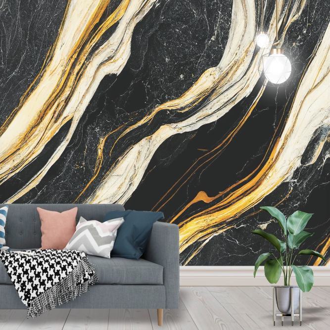 Papel de Parede Adesivo Mármore Preto Luxury - Decoração Casa