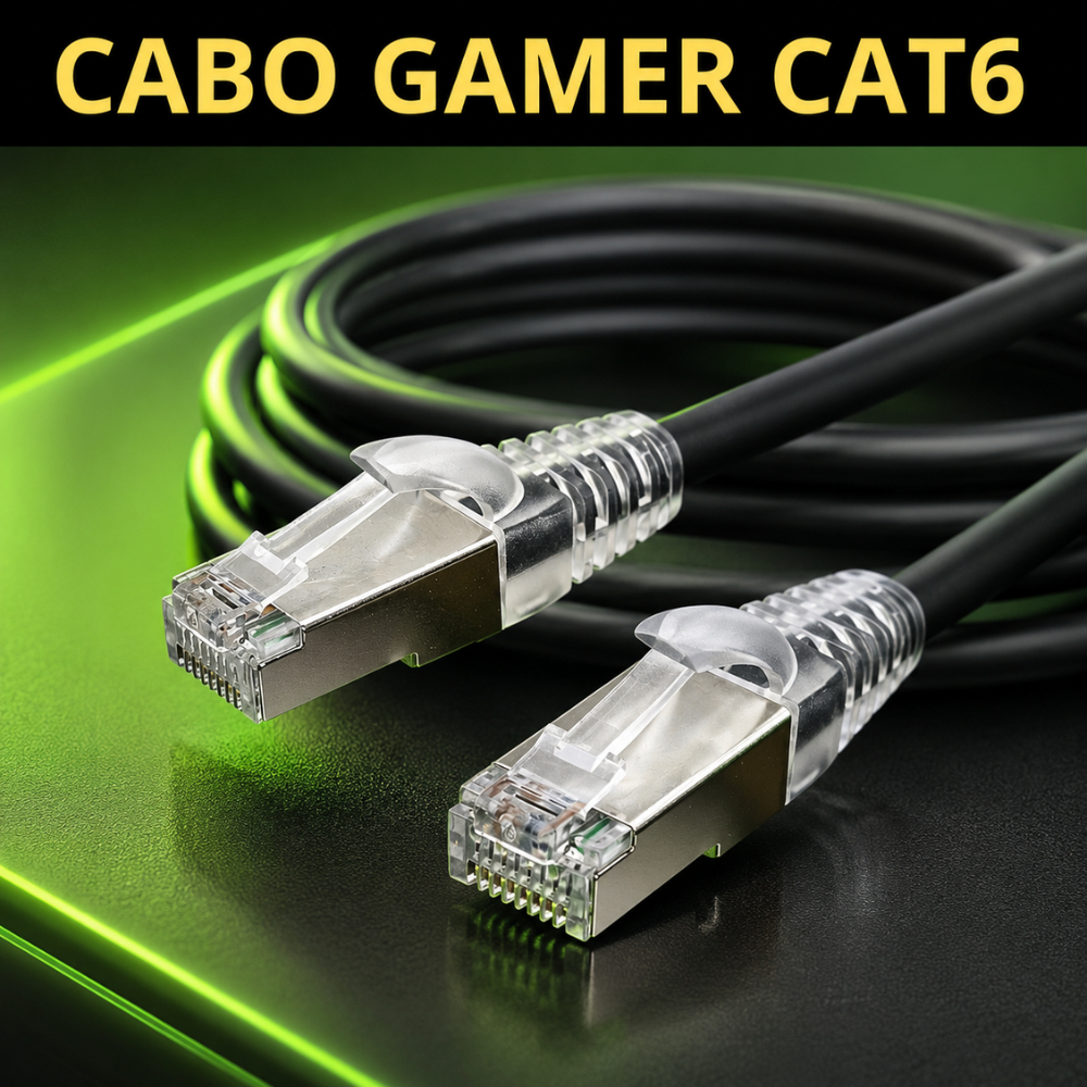 Cabo de Rede CAT6 Gamer 1 Metro Furukawa Sohoplus Preto 100% Cobre