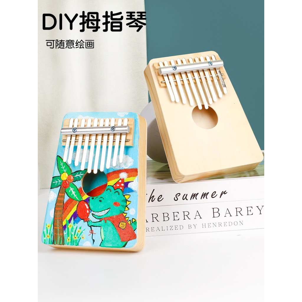 DIY polegar Piano Kalimba 10 tons pintados à mão instrumento Musical de madeira presente crianças criativo pacote de Mat