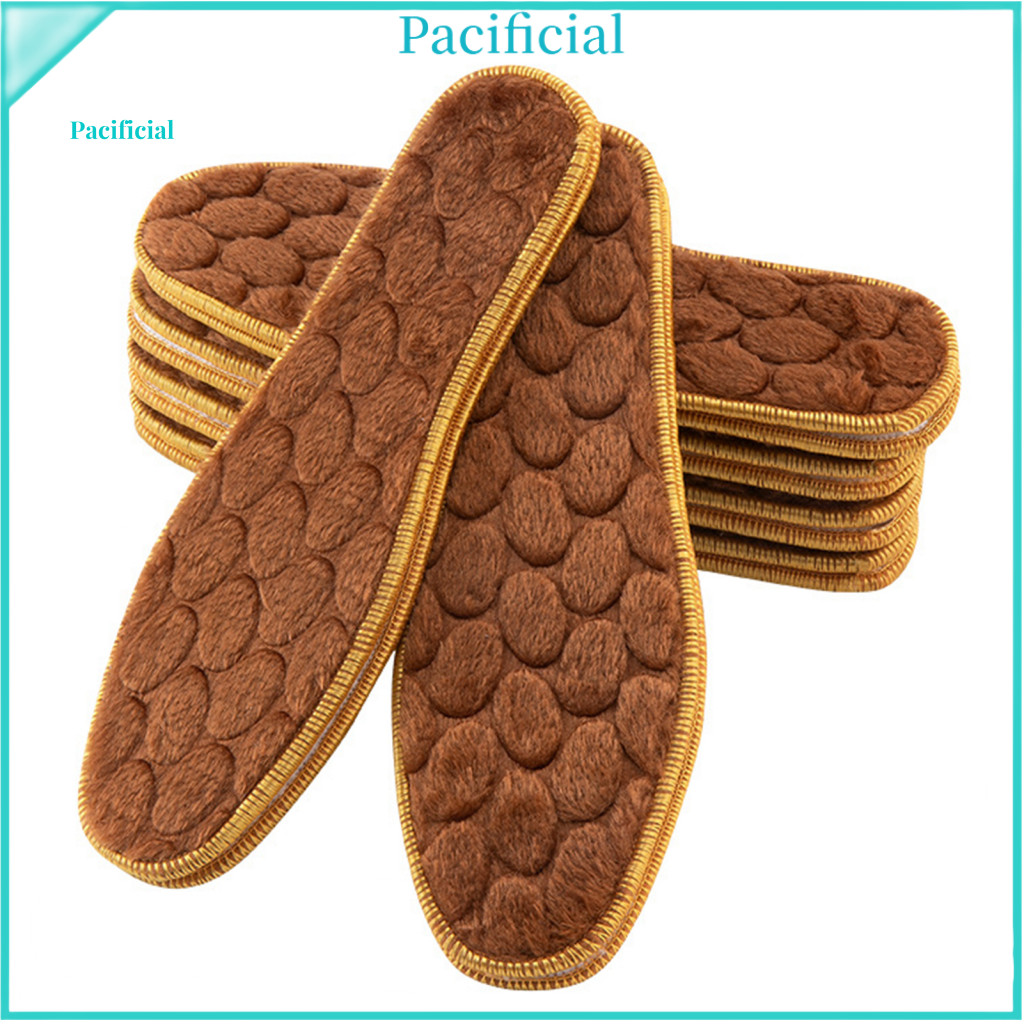 Non-shedding Foot Pads 2 Pairs Warm Winter Insoles Thick Plush Anti-slip Shoe Inserts Breathable Thermal Warmers for Men