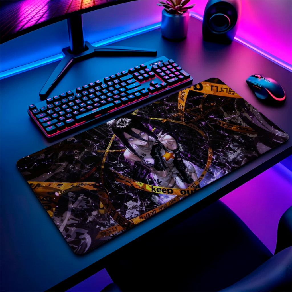 Desk Pad Mousepad Gamer Garota Cyberpunk Borda Costurada Base Antiderrapante Alta Precisao p/ Setup PC Varios Tamanhos