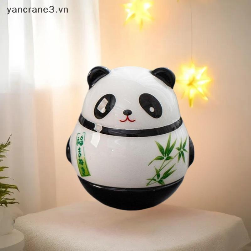 { YAN } Boneca Panda De Cerâmica Japonesa Artesanato Tumbler Toy Luy Charm Fortune Ornament Paisagem Home Office Desk De