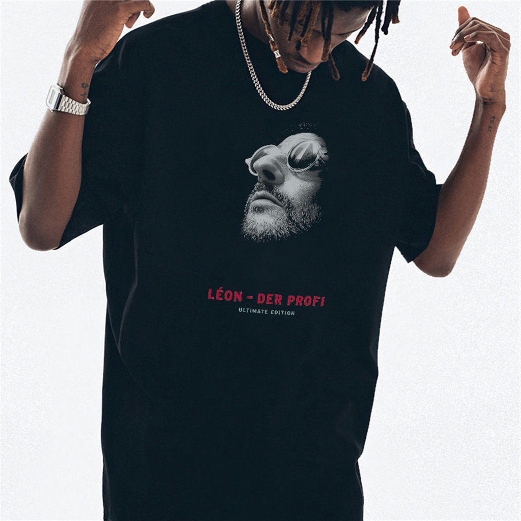 Camiseta Unissex Oversized Plus Size Feminina Masculina Plus Size   Léon O Profissional Estampa Filme Clássico Lavagem
