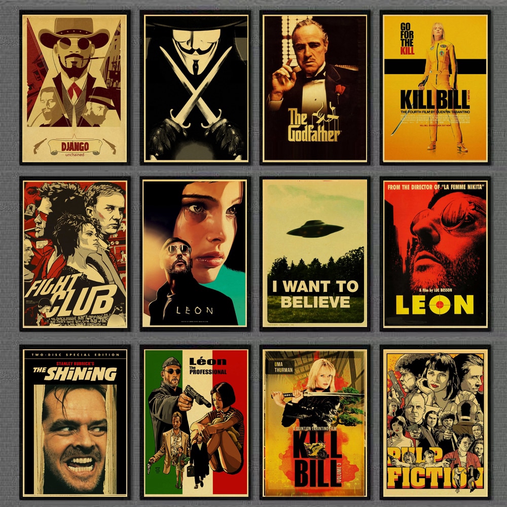 Leon Classic Nostalgic Movie Poster/Clube De Luta/Ficção De Polpa/Brilhante/Kill Bill/Pôsteres Do Padrinho E