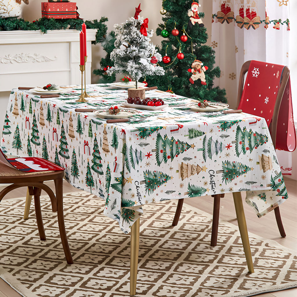 Tablecloth Protect the Desktop Stain-resistant New Year Dustproof Scandinavian Style Easy to Clean