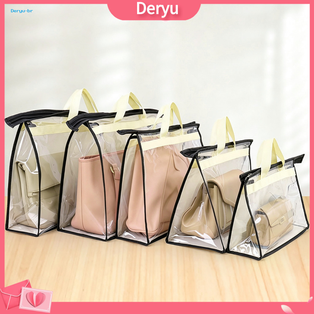 Dustproof Handbag Organizer Travel Protector Transparent Dust Cover Bag with Handle – Moisture-proof Storage for Handb