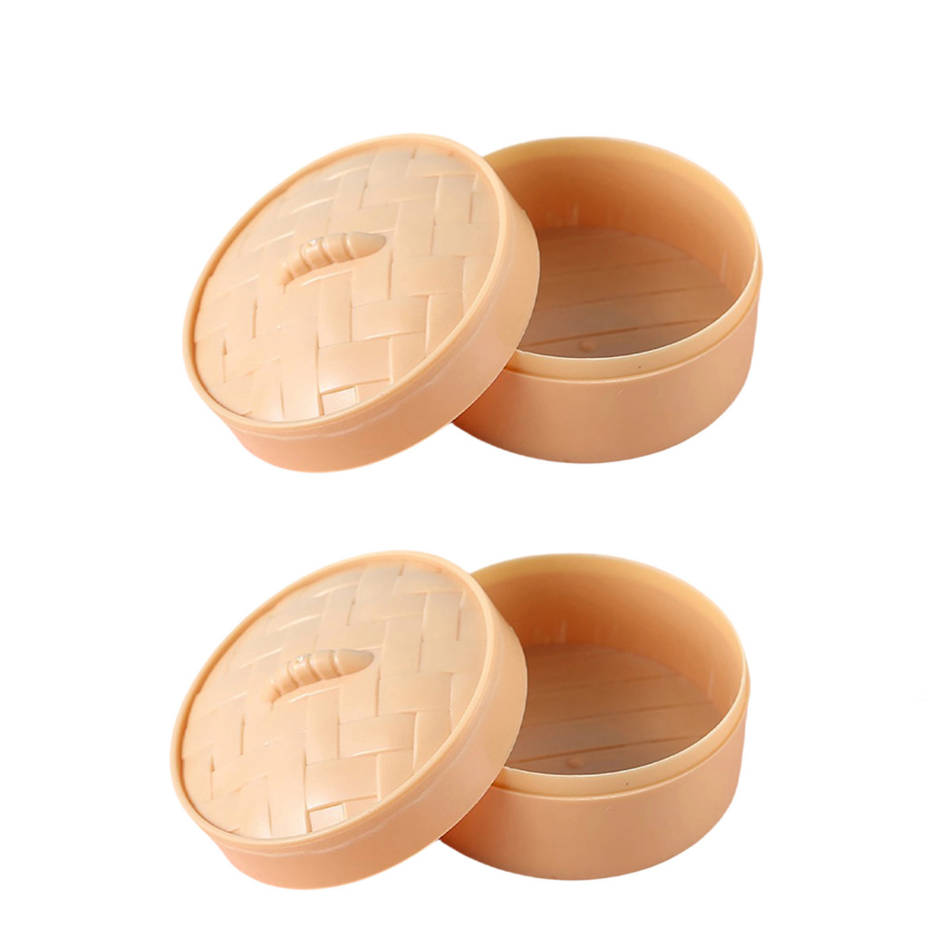 Fondant Bread Storage Box Mini Bamboo Steamer Container Shape with Lid – Diy Handmade Crafts Display Case Home for Col
