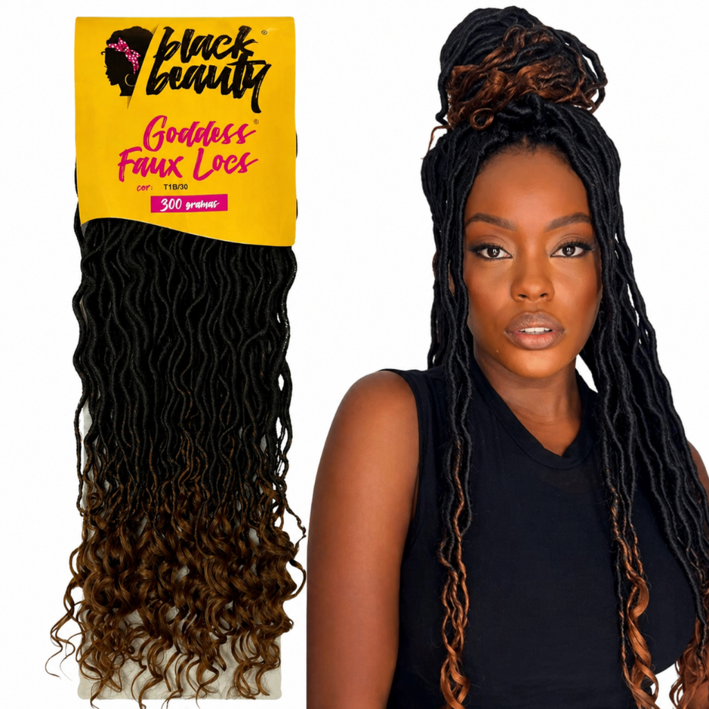 Cabelo Goddess Faux Locs 300g Crochet Braids Black Beauty 60cm