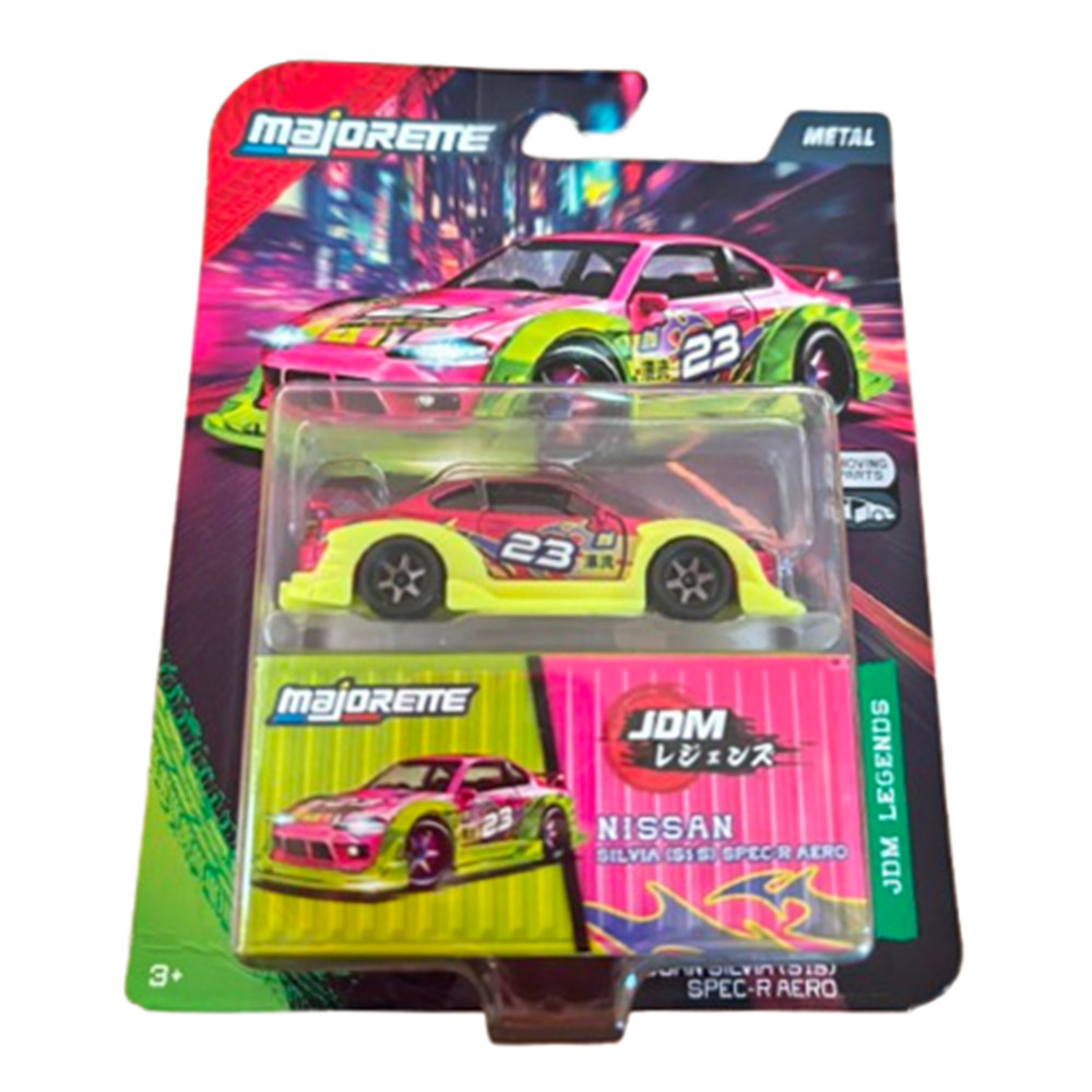 Miniatura Carro Nissan Silvia (S15) Spec-R Aero - JDM Legends Deluxe Cars - Rosa - Metal - 1:60 - 1:64 - Majorette