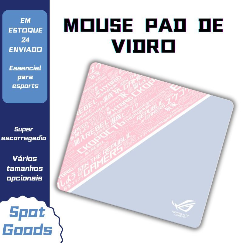 Mouse Pad De Vidro Fotovoltaico Atom ROG Temperado Suave FPS E-sports Anime Com Logotipo