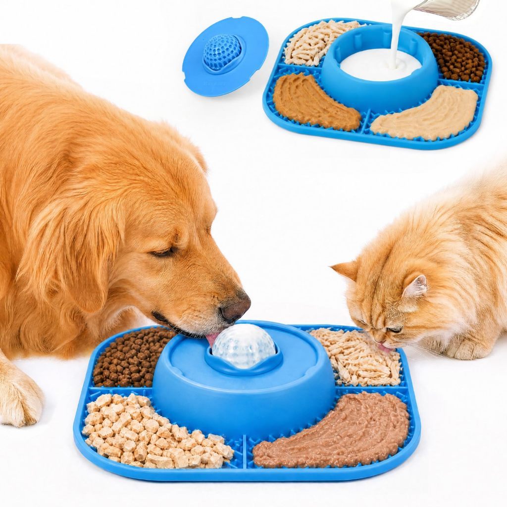 Silicone Anxiety Inhibiting Lick Mat with Suction Cup Slow Feeder for Pets, Dogs and Cats Large