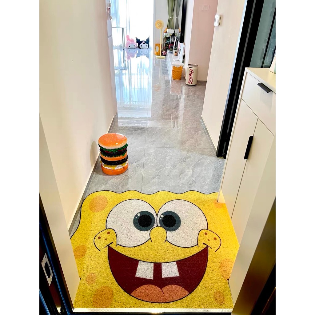 Bonito bob esponja calça quadrada círculo de seda entrada tapetes de entrada Cutable pés tapetes Super bonito raspagem l