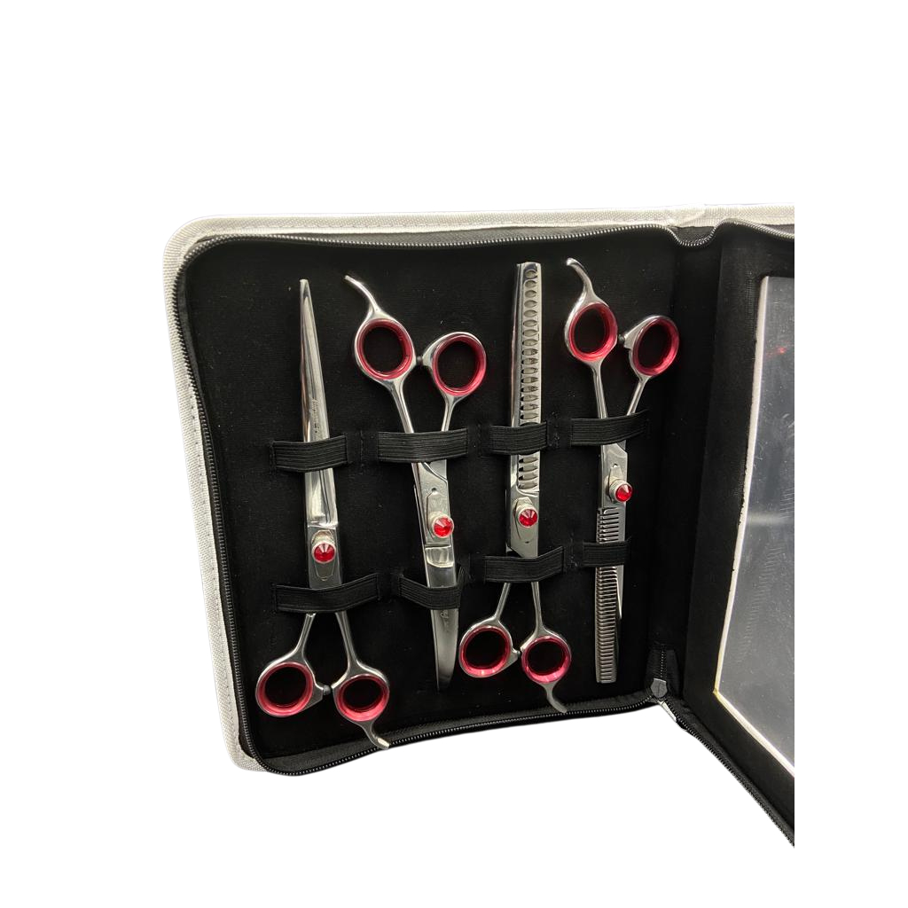 Kit Tesouras 8 Polegadas Maryam Trading Aço Premium Banho E Tosa Groomer Tosador