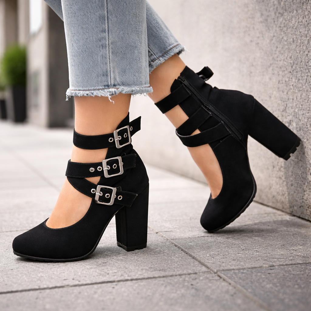 Bota Feminina Casual Salto Grosso Confortável Moderna Blogueira 82