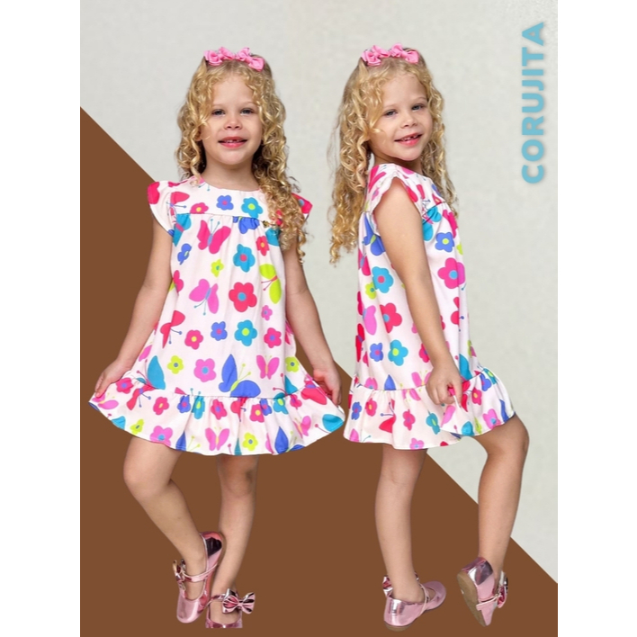 Vestido Trapézio Infantil e Juvenil Menina Sortido Casual Criança e Adolescentes Festa Boneca