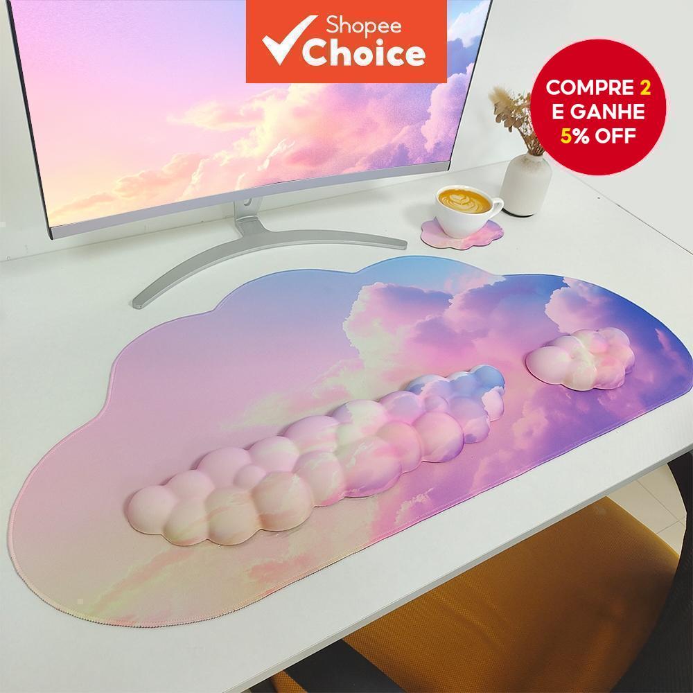 4 Pcs Cloud Mouse Pad E Teclado Descanso De Pulso , Conjunto De Tapete De Mesa Grande Estendido , Espuma De Memória Anti