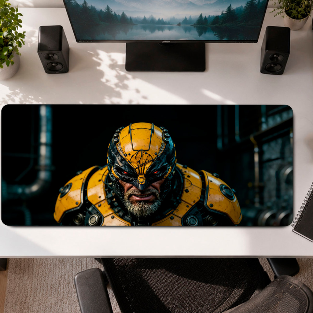 Mousepad Gamer Wolverine Vários Tamanhos 90x40 70x30 60x30 35x35 Anti Derrapante