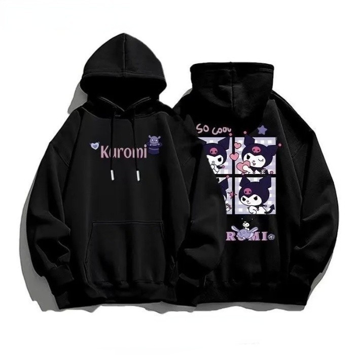 Blusa Moletom Canguru Kuromi So Cool Cute Little Devil Unissex Flanelado Com Capuz Bolso Inverno