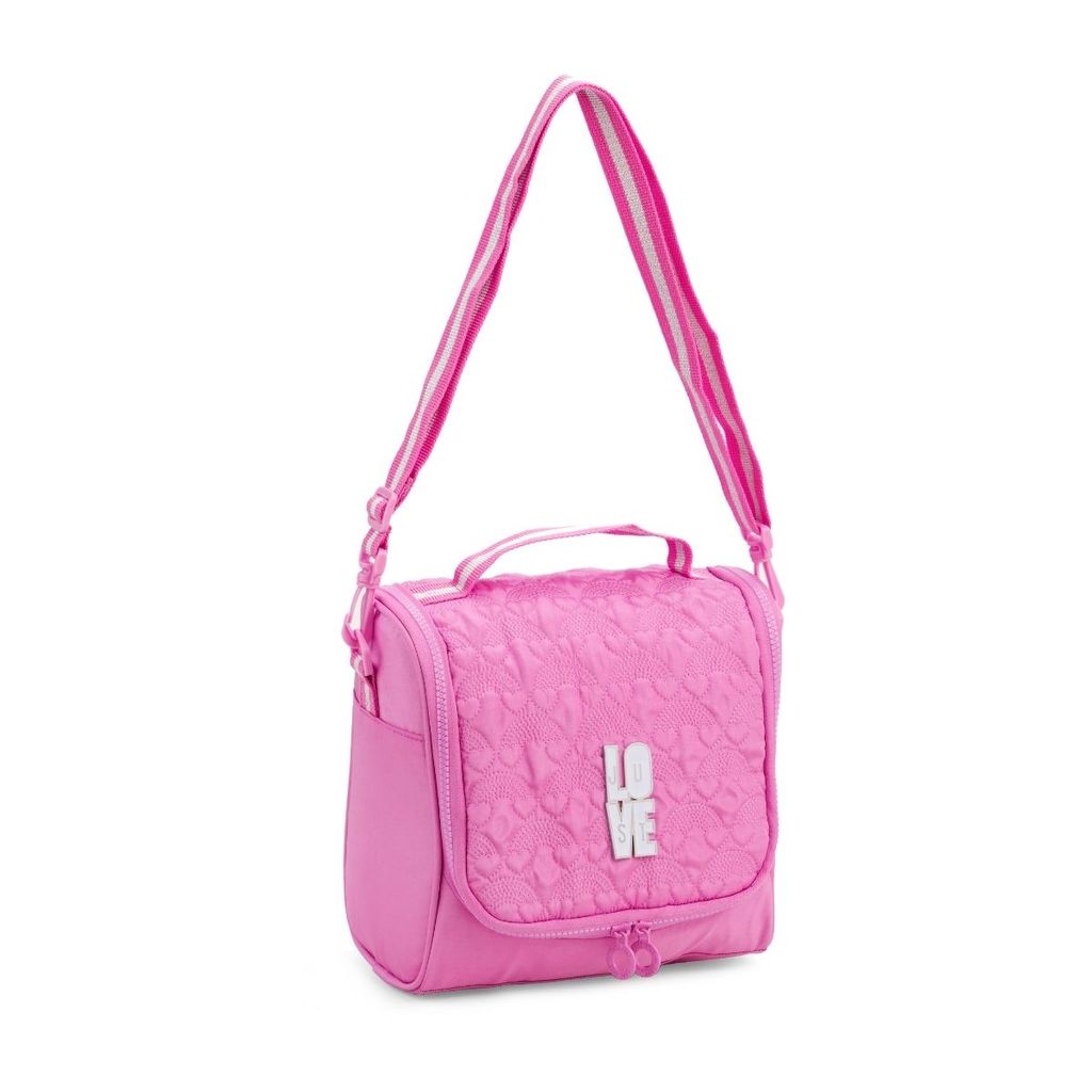 Lancheira Térmica Rosa Matelassê Divisória Escolar Kawaii Merenda Lanche Marmita Resistente Durável