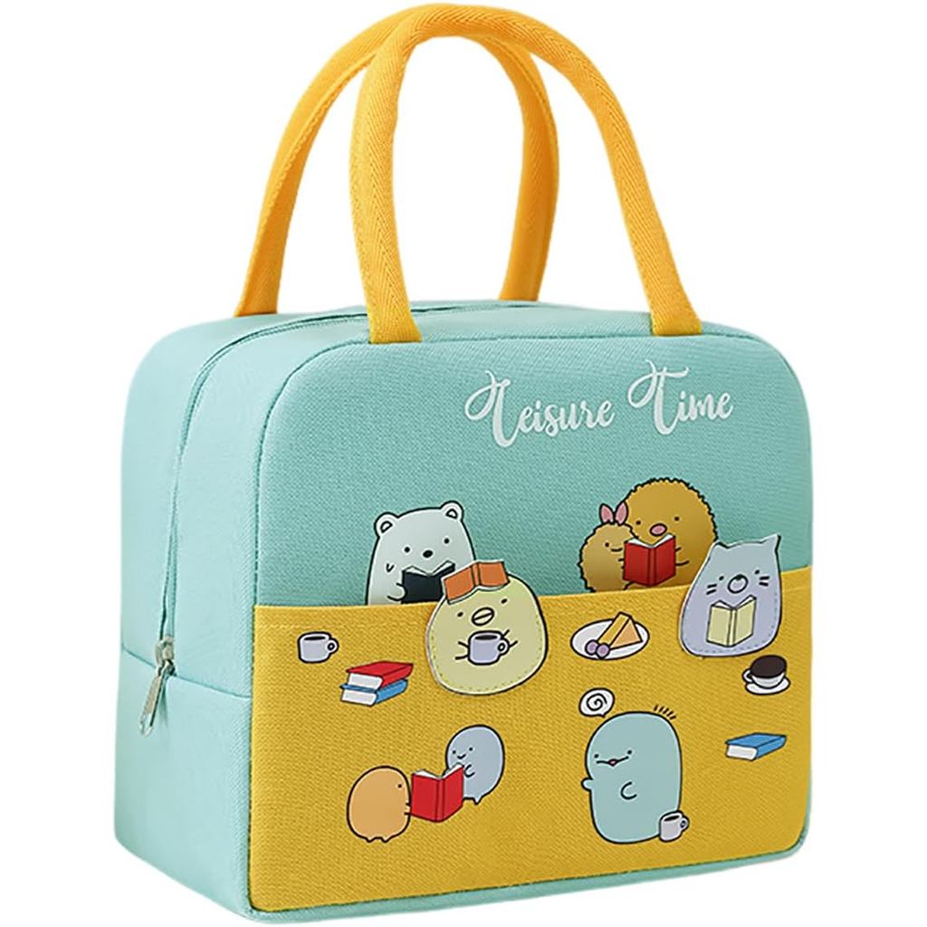Lancheira Com Isolamento Verde Kawaii , Bolsa Térmica Reutilizável Para Manter Fresco Mulheres Portátil Piquenique E Tra
