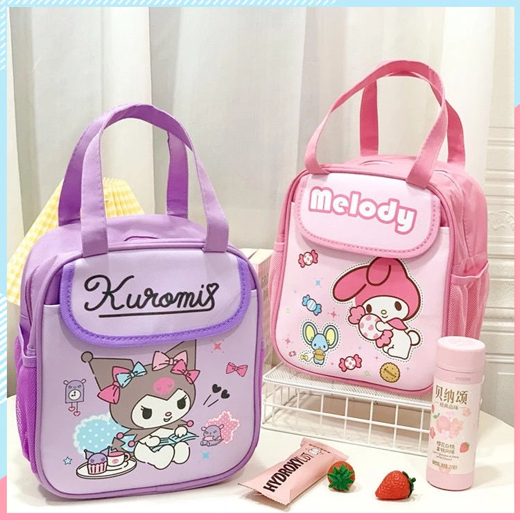 Lancheira Sanrio My Melody Hello Kitty Travel Caixa De Café Da Manhã Térmica Kawaii Kuromi Almoço Para Crianças Escola Tote Food Bag