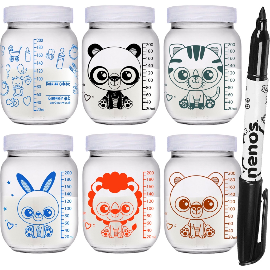 6 Potes Vidro Armazenar Leite Materno, Papinha (267.KAWAII-A)