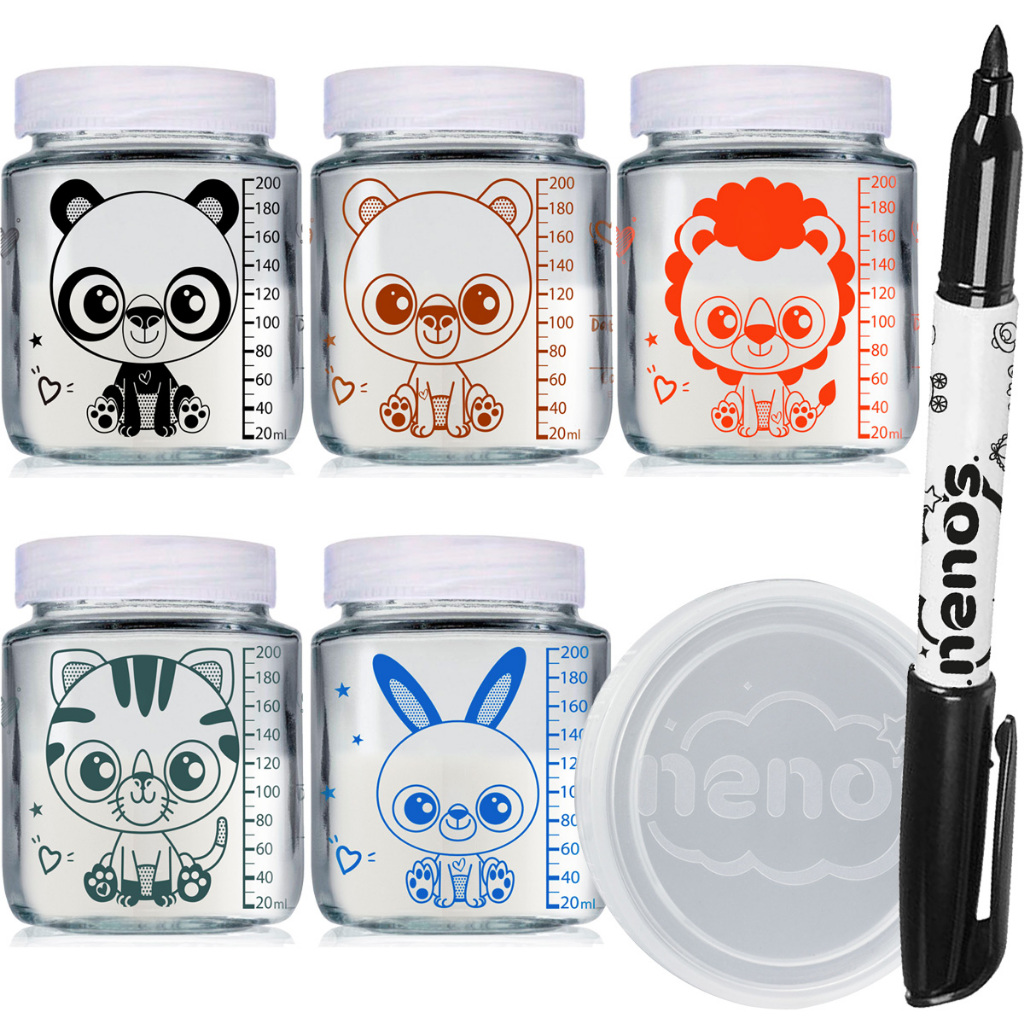 5 Potes de Vidro Armazenar Leite Materno ou Papinha com Graduação - (Kawaii.240)