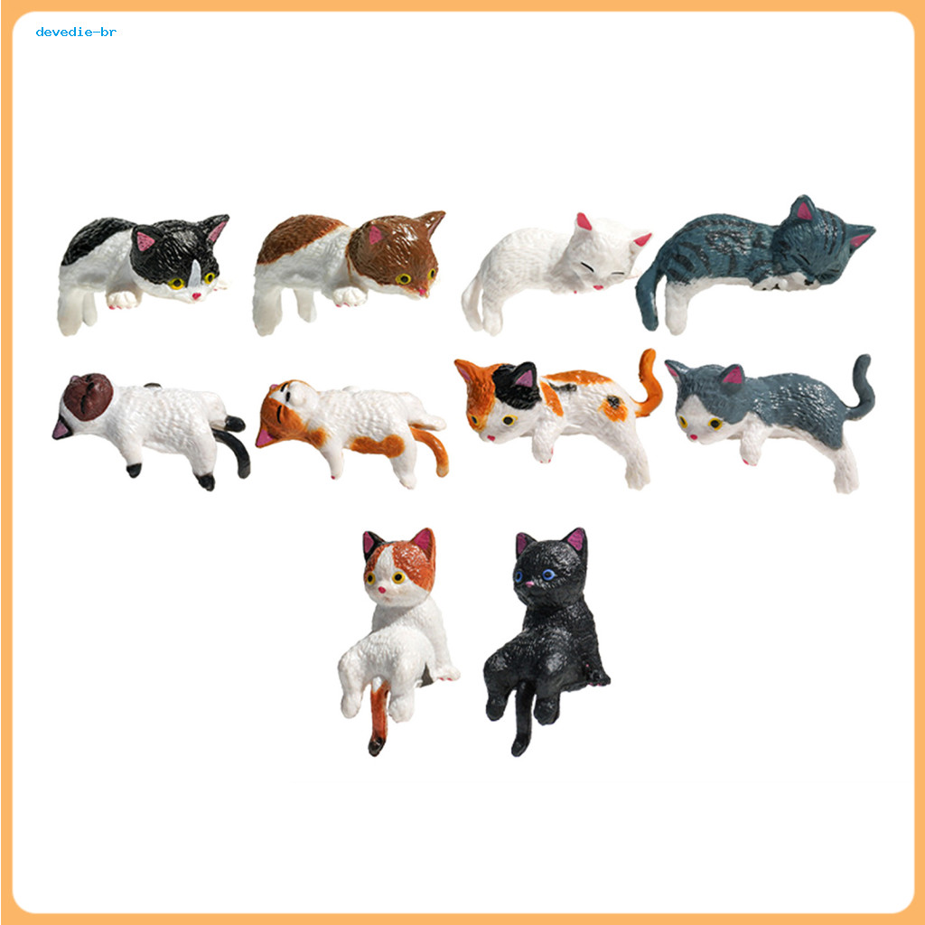 Mini Cat Figurine Cute Cartoon Kitten Ornament for Car Dashboard Computer Monitor Home Office Desk Decor – Small Adora