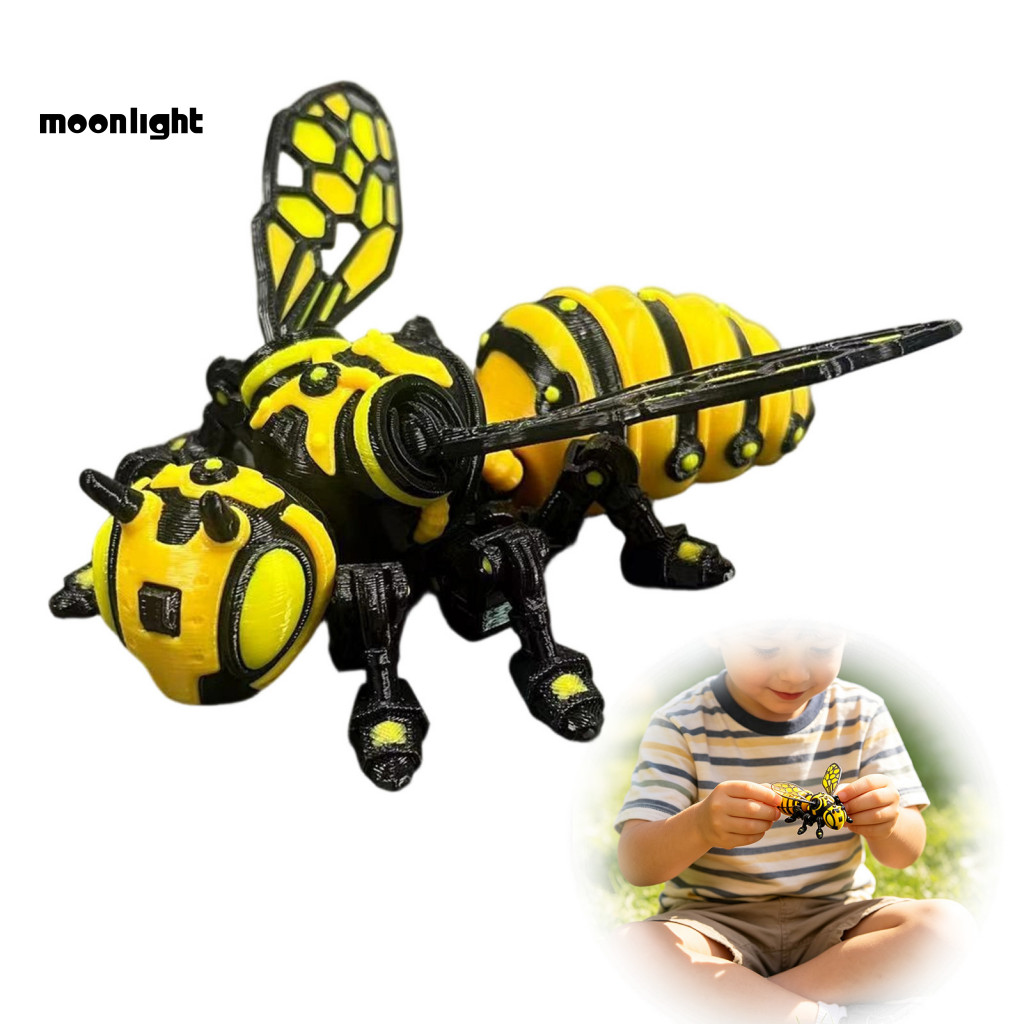 3d Printed Articulated Bee Statue with Movable Joints – Lightweight Pla Mechanical Figurine for Car Dashboard and Desk
