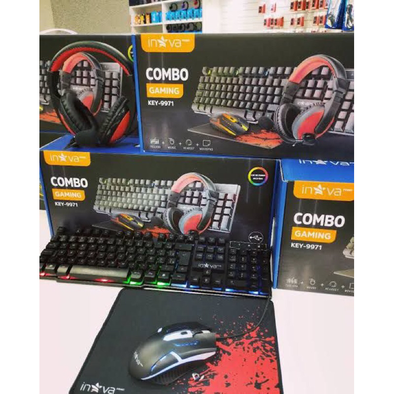 Combo Gaming - Kit Gamer 4 em 1 Teclado, Headset, Mouse e Mousepad Original da Inova