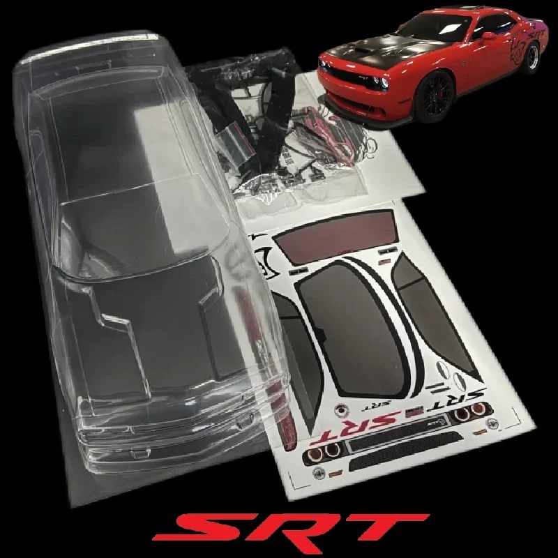 BOLHA (carroceria) PARA CARRINHO RC 1/10 SRT Challenger Hellcat Corpo PVC 190X 260mm para RC Drift [Com Pequeno defeito]