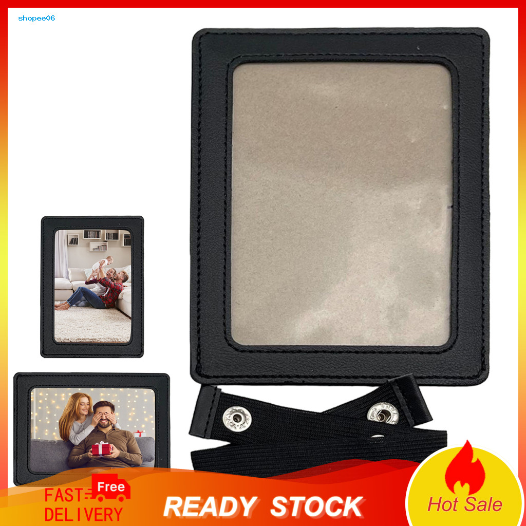 Transparent Pvc Car License Holder Faux Leather Photo Frame Sun Visor Vehicle Picture Display for Vertical Photos for So