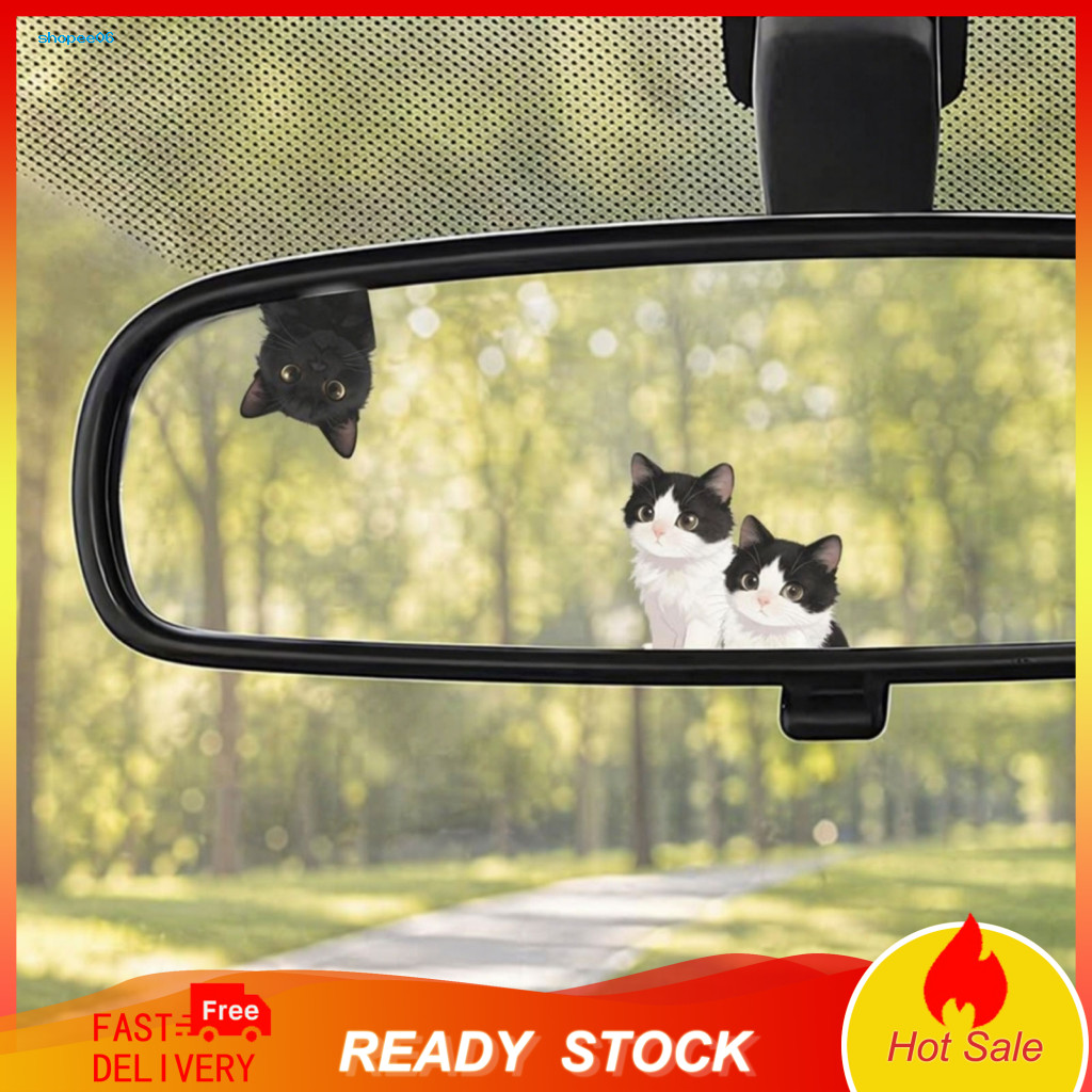 Vehicle Sticker Exterior Car Accessories Waterproof Pvc Black White Cat Pattern Self-adhesive Traceless Decal for Fuel T