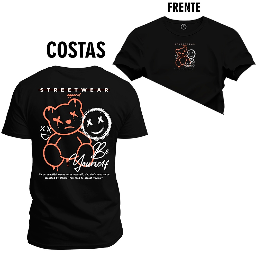 Camiseta Estampada Tamanho Grande Plus Size Urso Bigs Irmão Frente e Costas