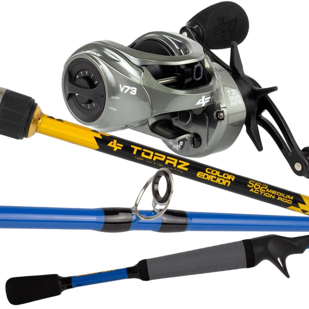 Kit Carretilha V73 Gray Drag 8kg Leve + Vara Topaz 12lbs
