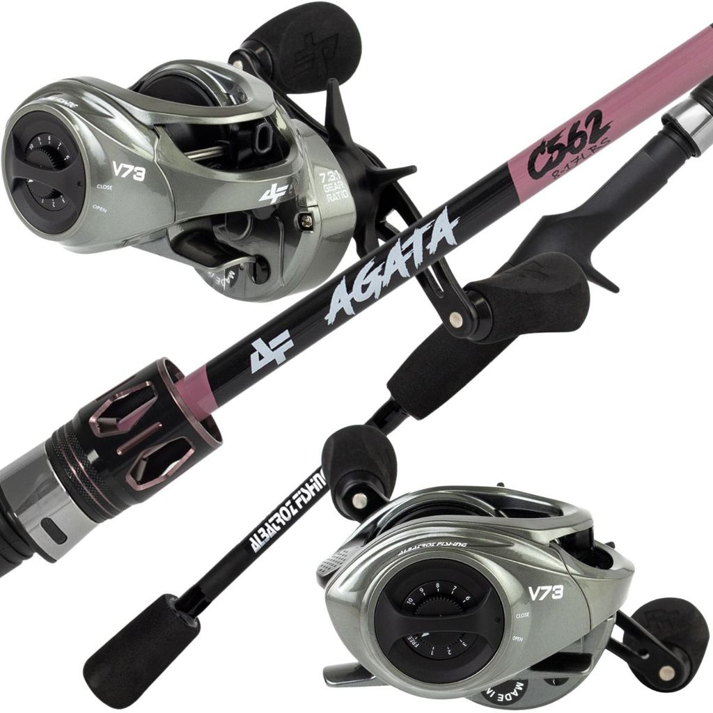 Combo Pesca Carretilha V73 Gray E Vara Agata Pink 1,68m