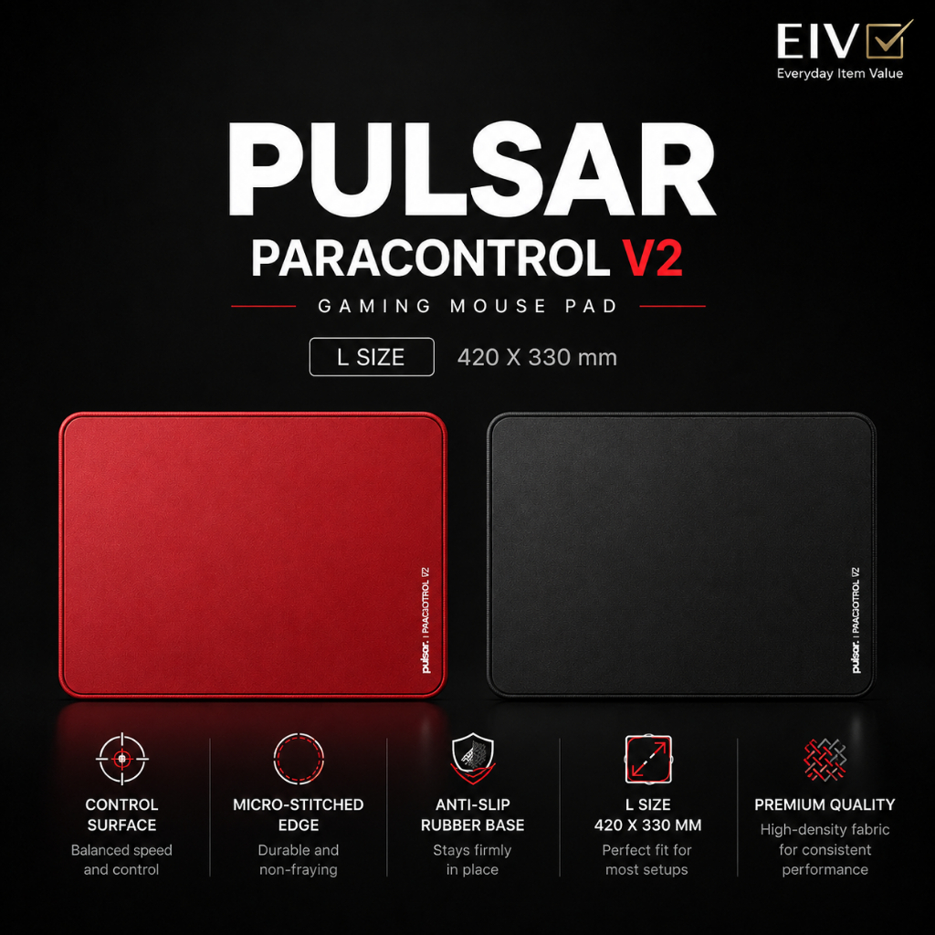 ⭐ Pulsar Pu ParaControl V2 Gaming Mouse Pad L Controle Superfície Pano Mousepad Base Antiderrapante Preto 420 330 mm