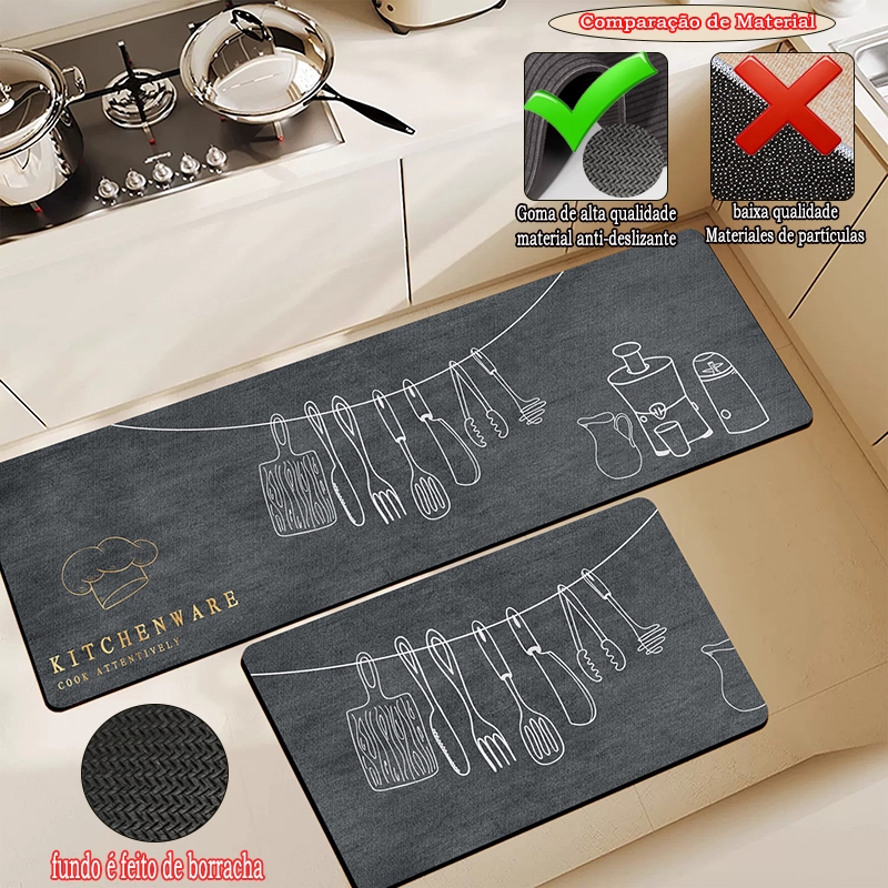 2-pack modern style kitchen floor mat set tamanho inclui 90cm * 34cm+60cm * 34cm
