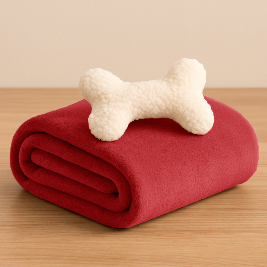Manta Pet & Ossinho Plush – Estilo e Bem-estar