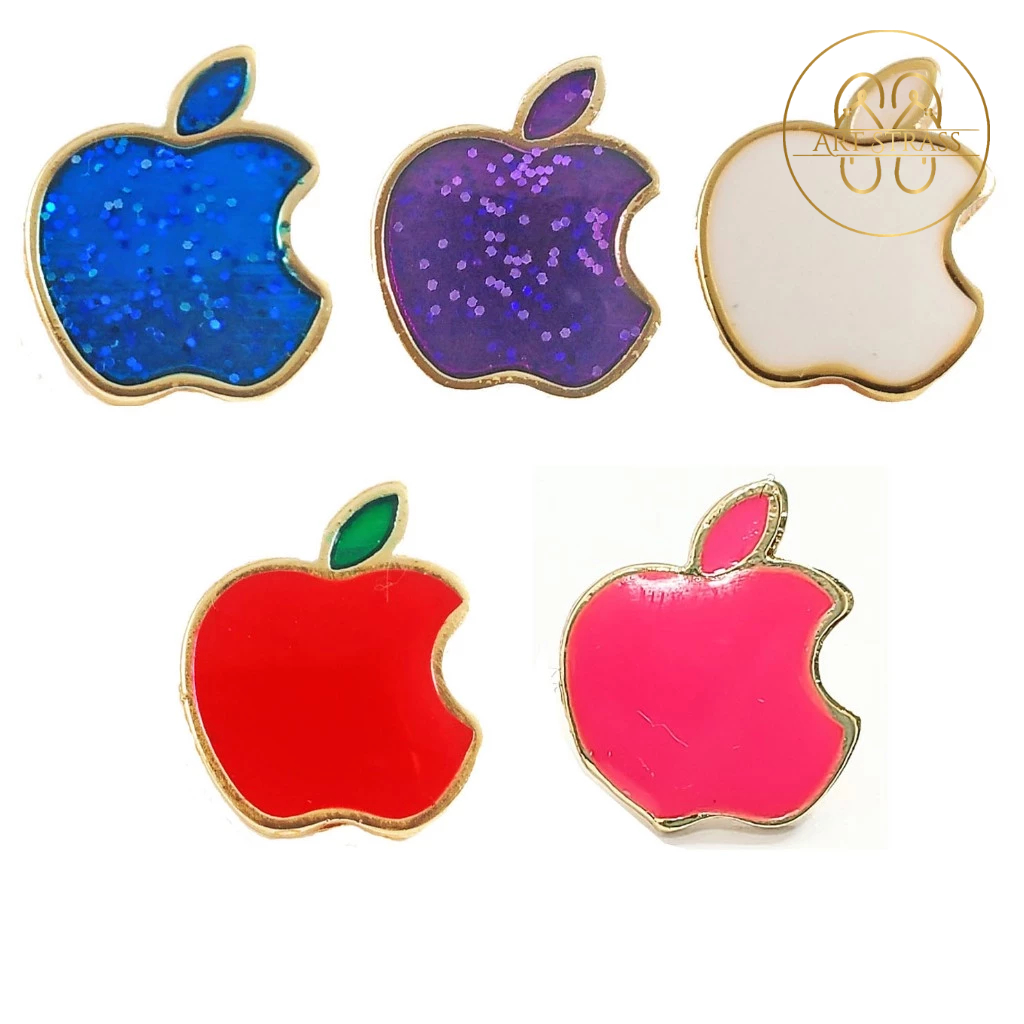 Par de Pingentes Apple Resinada em Banho Dourado Para Chinelo