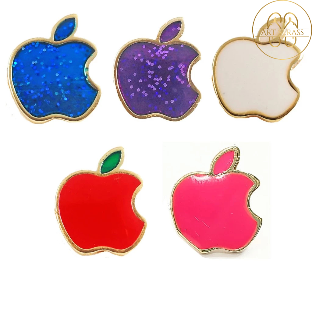 Kit 10 Pingentes Apple Resinada em Banho Dourado Para Chinelo