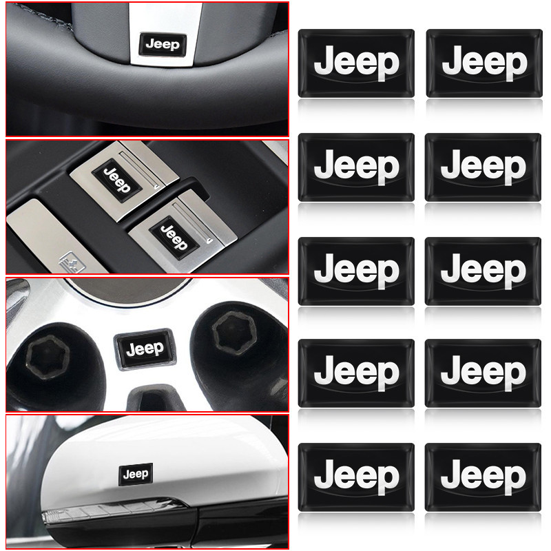 10PCS 3D Car Styling Decorative Epoxy Resin Emblem Badge Sticker Decals For Jeep Renegade Compass Wrangler JK Patriot