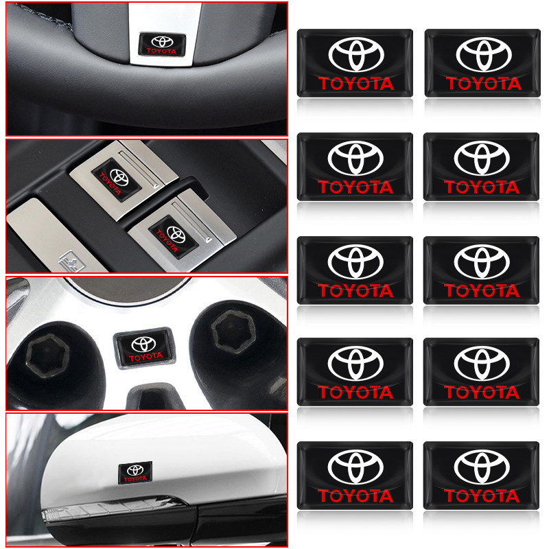 10PCS 3D Car Styling Decorative Epoxy Resin Emblem Badge Sticker Decals For Toyota TRD Chr Corolla Yaris Rav4 E150 E120