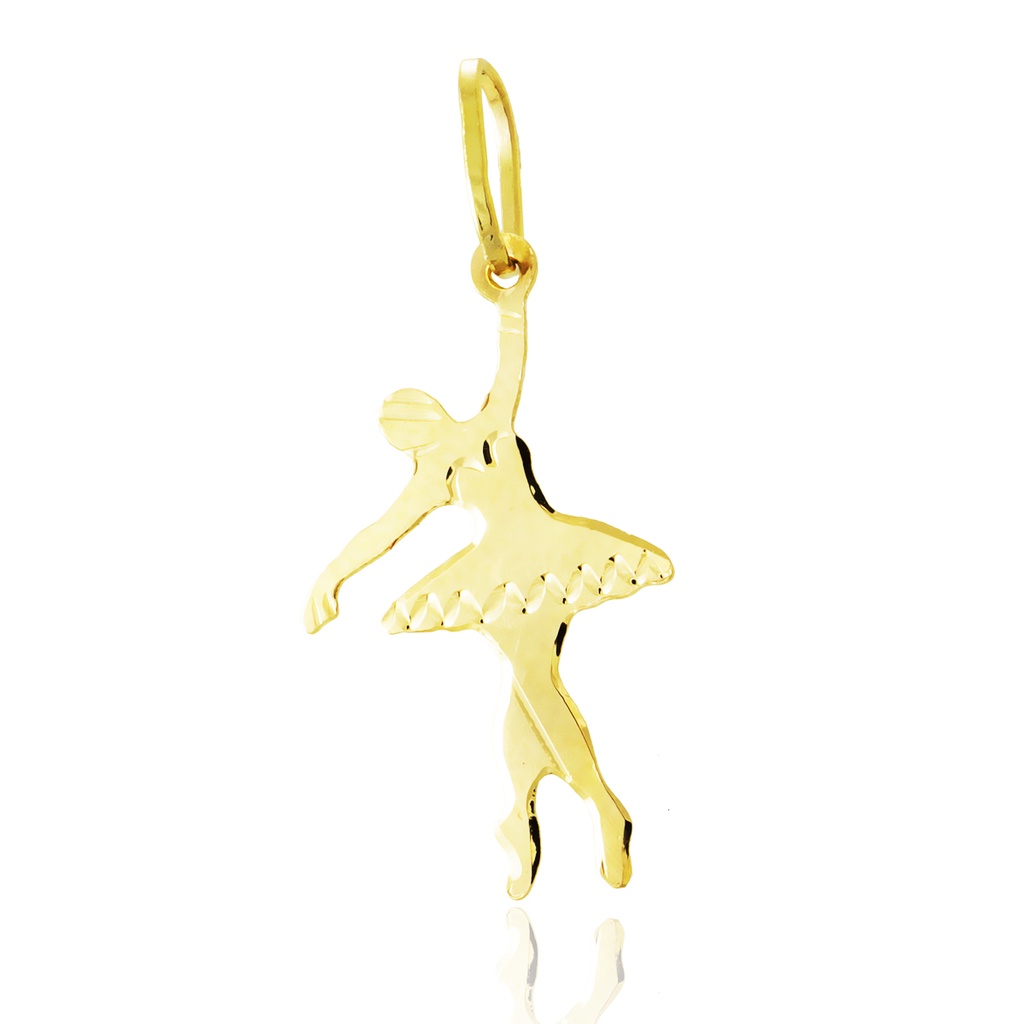 Pingente Bailarina Ouro 18k Ballet Dança Feminino Espelhado