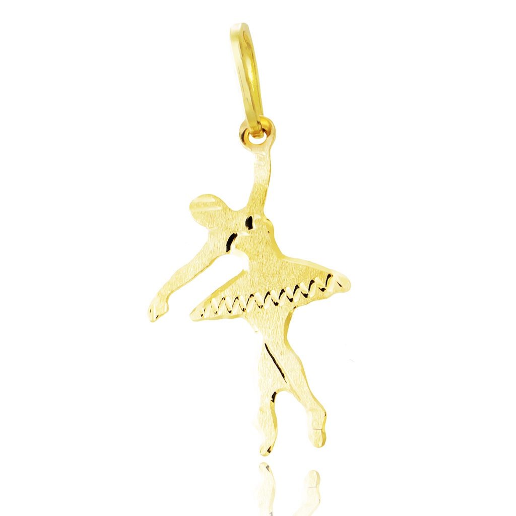 Pingente Bailarina Ouro 18k Ballet Dança Fosco M