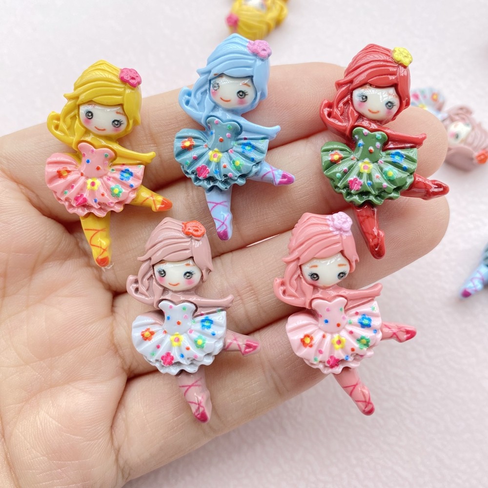 10 Pçs Nova Resina Kawaii Dos Desenhos Animados Ballet Menina Scrapbook Diy Jóias Presente Das Crianças Hairpin Accessor