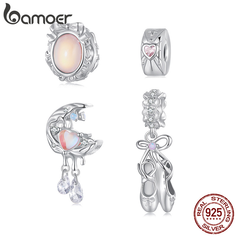Bamoer 925 Prata Esterlina Charme Borboleta Luar Amor Ballet Pingente Acessórios Série Para Pulseira
